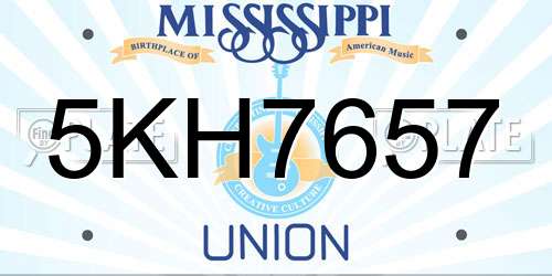 5KH7657 Mississippi License Plate