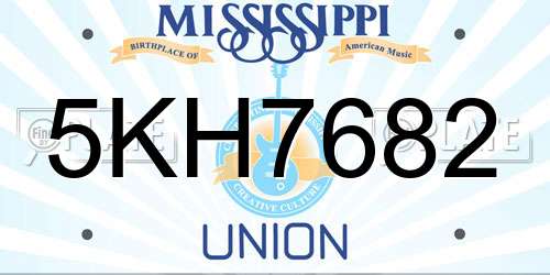 5KH7682 Mississippi License Plate