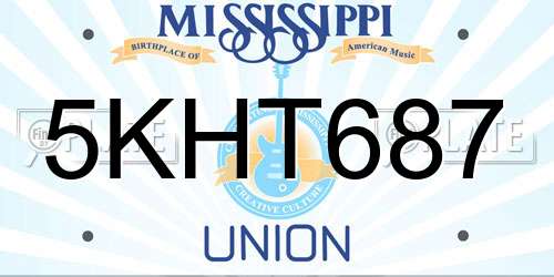 5KHT687 Mississippi License Plate
