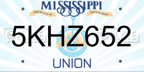 5KHZ652 Mississippi License Plate