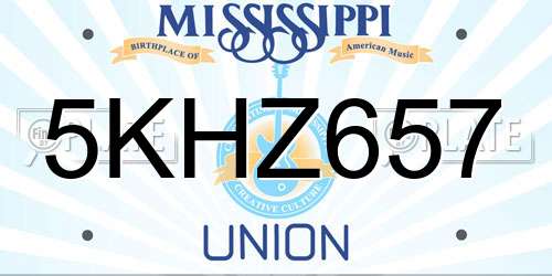 5KHZ657 Mississippi License Plate