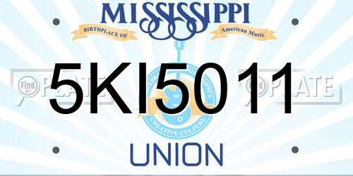 5KI5011 Mississippi License Plate