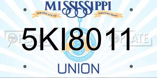 5KI8011 Mississippi License Plate
