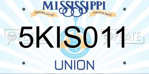 5KIS011 Mississippi License Plate