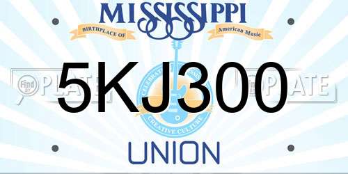 5KJ300 Mississippi License Plate