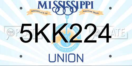 5KK224 Mississippi License Plate