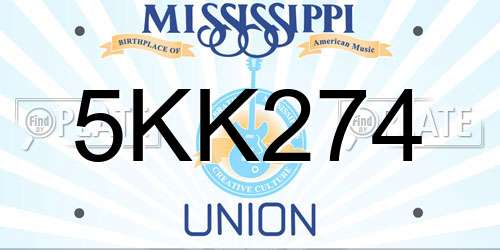 5KK274 Mississippi License Plate