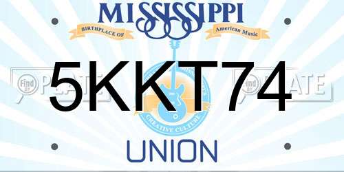 5KKT74 Mississippi License Plate