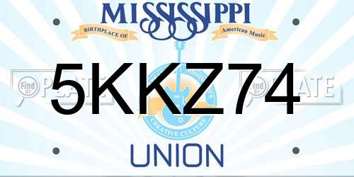 5KKZ74 Mississippi License Plate