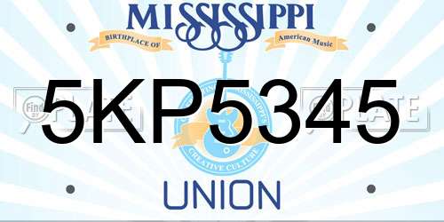 5KP5345 Mississippi License Plate