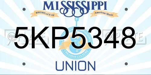 5KP5348 Mississippi License Plate