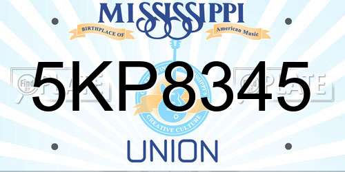 5KP8345 Mississippi License Plate