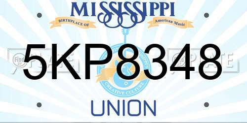 5KP8348 Mississippi License Plate
