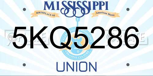 5KQ5286 Mississippi License Plate