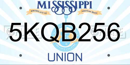 5KQB256 Mississippi License Plate