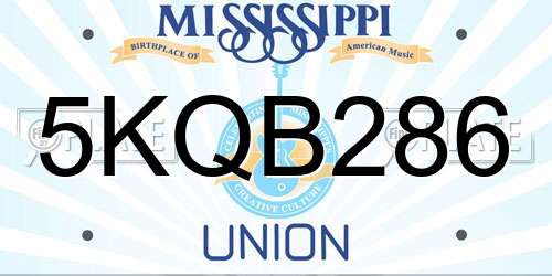 5KQB286 Mississippi License Plate