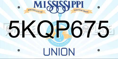 5KQP675 Mississippi License Plate