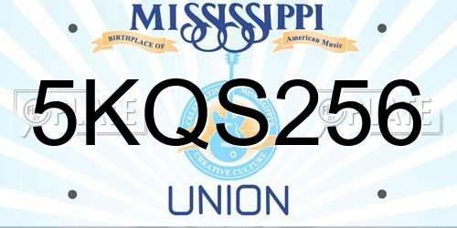 5KQS256 Mississippi License Plate