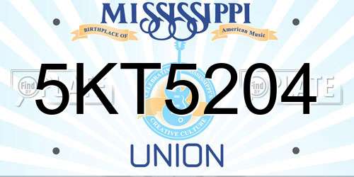 5KT5204 Mississippi License Plate
