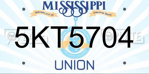 5KT5704 Mississippi License Plate