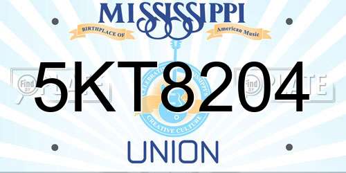 5KT8204 Mississippi License Plate