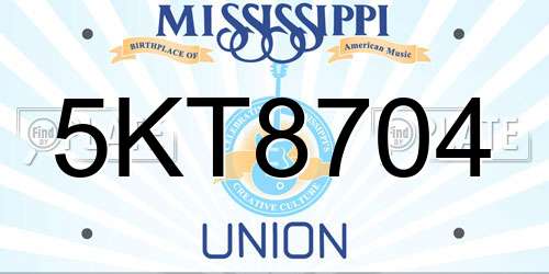 5KT8704 Mississippi License Plate