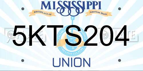 5KTS204 Mississippi License Plate