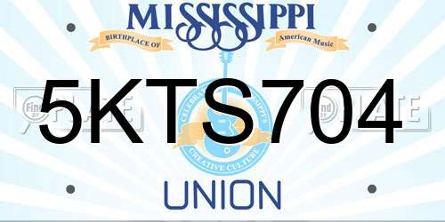 5KTS704 Mississippi License Plate