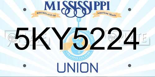 5KY5224 Mississippi License Plate