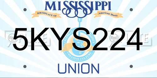 5KYS224 Mississippi License Plate
