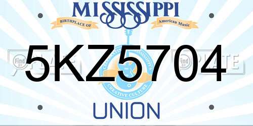 5KZ5704 Mississippi License Plate