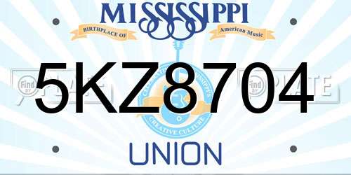 5KZ8704 Mississippi License Plate