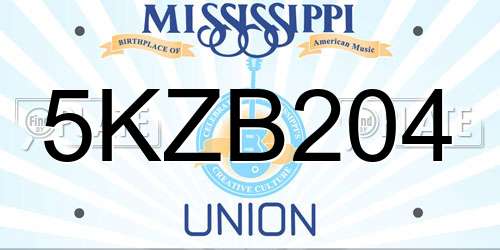 5KZB204 Mississippi License Plate