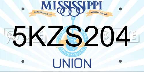 5KZS204 Mississippi License Plate