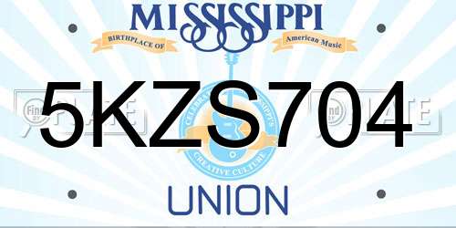 5KZS704 Mississippi License Plate