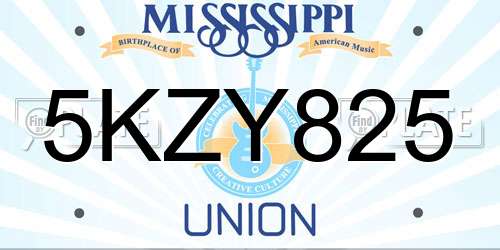 5KZY825 Mississippi License Plate