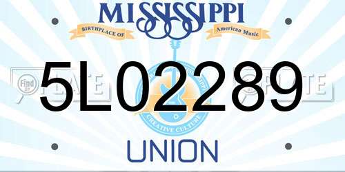 5L02289 Mississippi License Plate