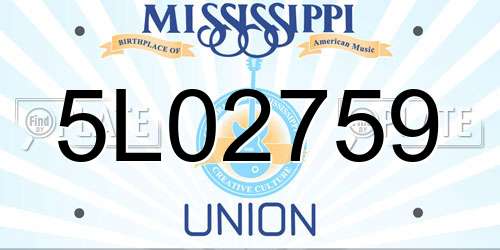 5L02759 Mississippi License Plate