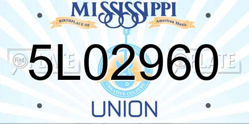 5L02960 Mississippi License Plate