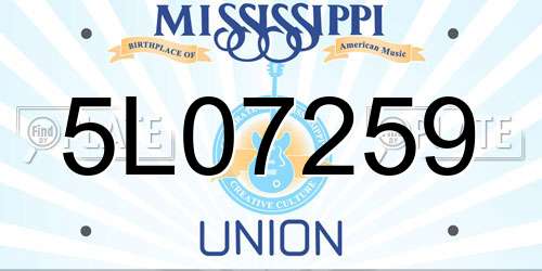 5L07259 Mississippi License Plate