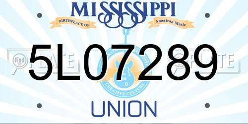 5L07289 Mississippi License Plate