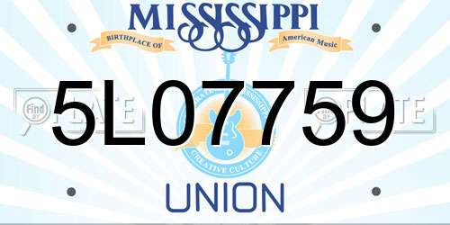 5L07759 Mississippi License Plate