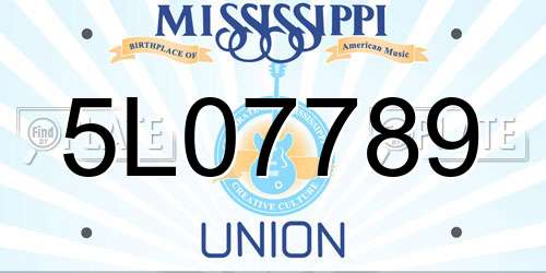 5L07789 Mississippi License Plate