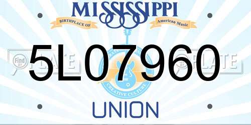 5L07960 Mississippi License Plate
