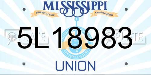 5L18983 Mississippi License Plate