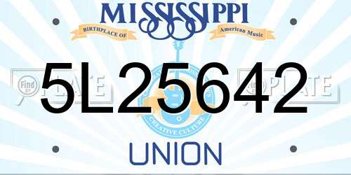 5L25642 Mississippi License Plate