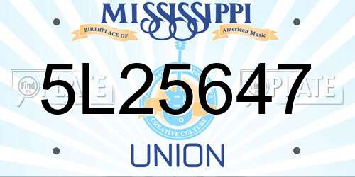 5L25647 Mississippi License Plate