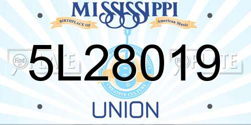 5L28019 Mississippi License Plate