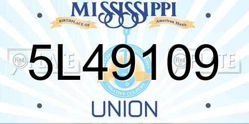 5L49109 Mississippi License Plate