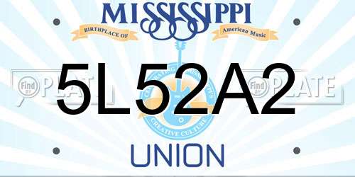 5L52A2 Mississippi License Plate